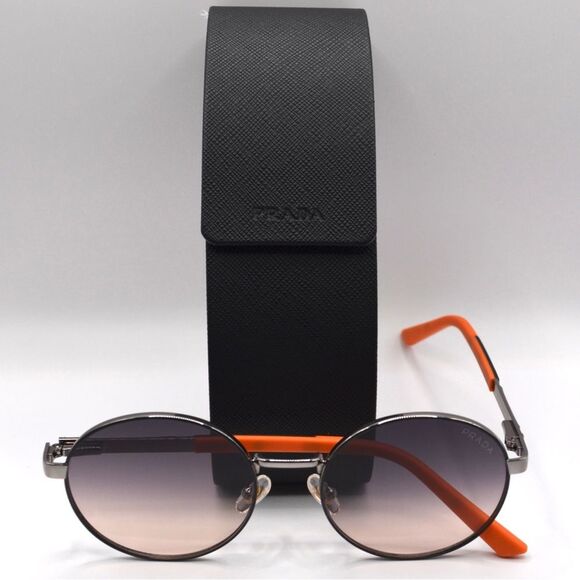 Prada Women’s Round Sunglasses | Silver/Black/Orange | Gradient Lens | New main image 6
